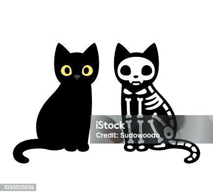 istock Cartoon cat skeleton 1030025036