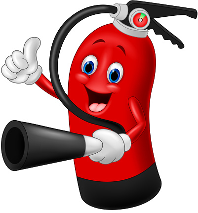 Cartoon Character of fire extinguisher giving thumb up