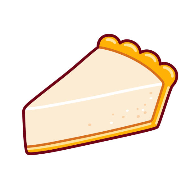 Cartoon cheesecake slice drawing vector art illustration