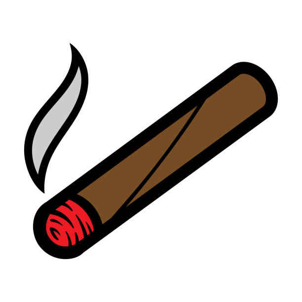 мультфильм сигара или блант - drawing of the smoking cigar stock illustrati...