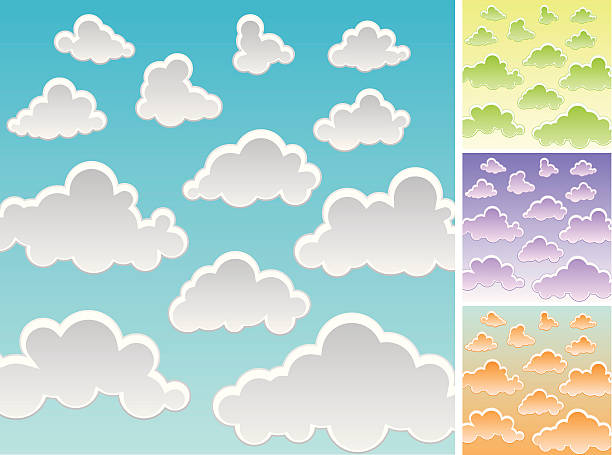 Cartoon Cloud Set vector art illustration