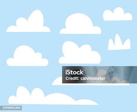 istock Cartoon clouds collection 1299895395
