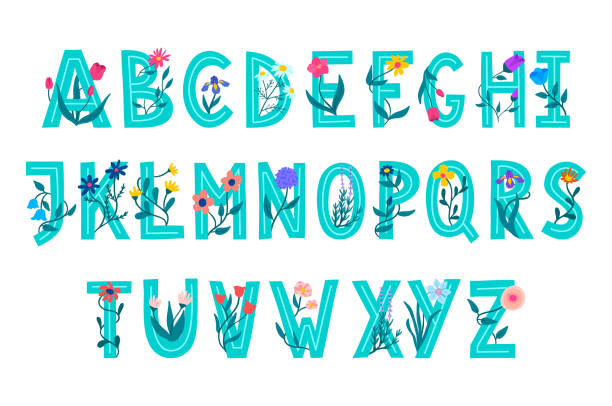 Cartoon Color Cute Alphabet Font Set. Vector vector art illustration