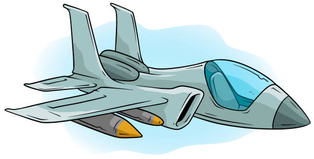 ilustrações de stock, clip art, desenhos animados e ícones de cartoon cool air jet fighter vector icon - f 35