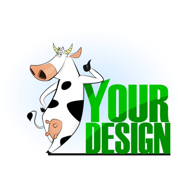 Cartoon cow emblem for logo your design. vector art illustration