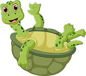 vector illustration of cartoon cute turtle waving
