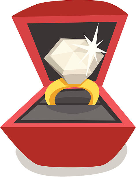 Cartoon Diamond Ring A sparkling diamond ring wedding ring box stock illustrations