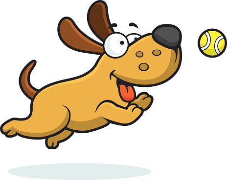 Cartoon Dog Chasing Ball