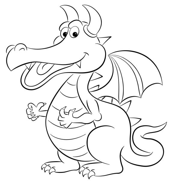 Cartoon Of The Dragon Line Art Illustrations, Royalty-Free Vector ...
