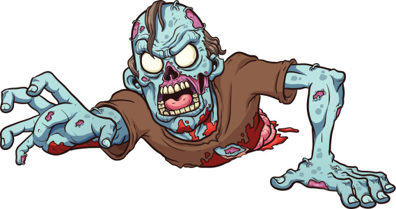 Cartoon drawing of a crawling zombie