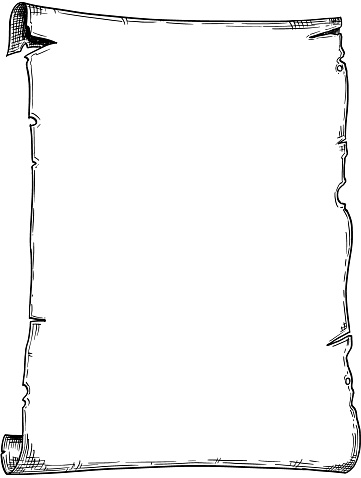 Cartoon Drawing of Empty Background Scroll