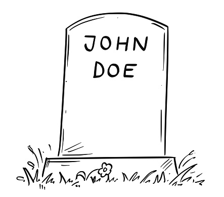 Cartoon Drawing of Unknown John Doe Tombstone
