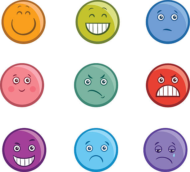 cartoon emoticons faces set Cartoon Illustration of Emoticon or Emotions like Sad or Happy big smile emoji stock illustrations