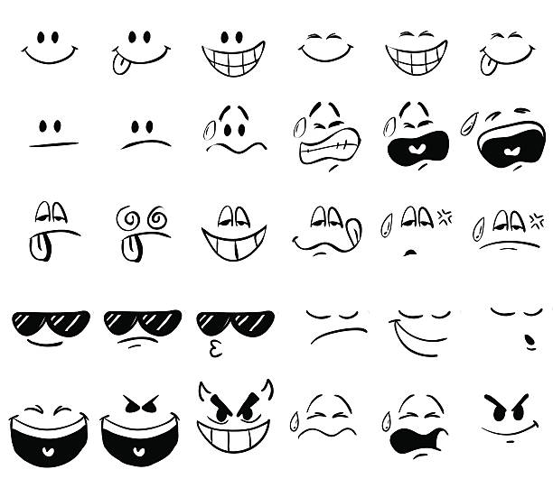 Cartoon Expressions Vector illustration of cartoon face expressions in doodle style pain drawings stock illustrations