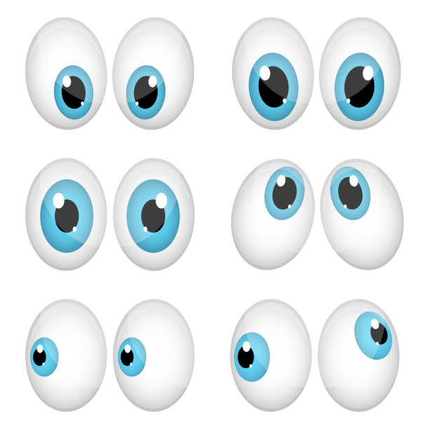 ilustraciones, imágenes clip art, dibujos animados e iconos de stock de ilustración de diseño vectorial de ojos de dibujos animados aislada sobre fondo blanco - ojo