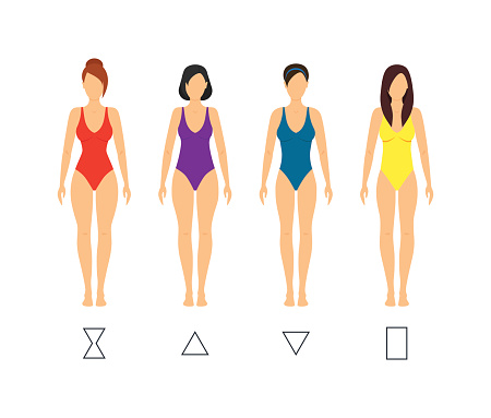 Cartoon Female Body Shape Types. Vector