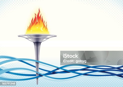 istock A cartoon flaming torch amongst several blue waves 165791348