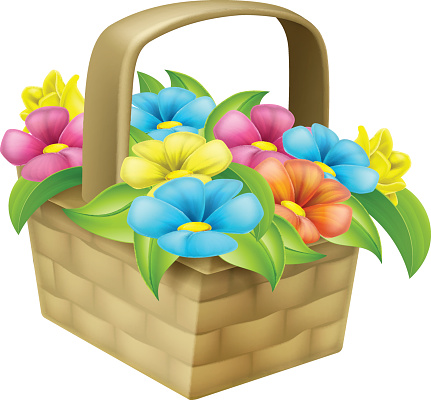 Cartoon Floral Basket