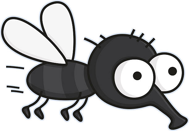 stockillustraties, clipart, cartoons en iconen met cartoon flying housefly - vermin / insect - huisvlieg