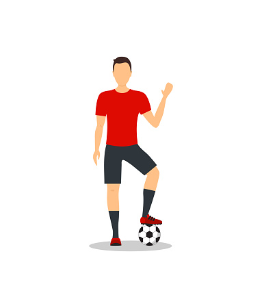 ✓ Imagen de Jugadores de fútbol de dibujos animados y conjunto de icono de  bola. Vector Fotografía de Stock