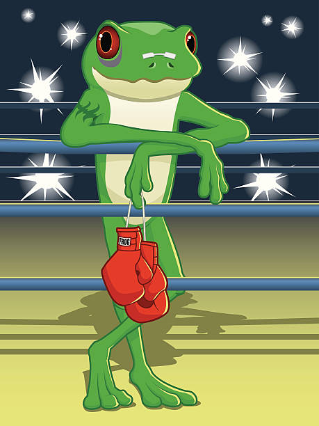 Cartoon Frog - Boxing Champion vector art illustration