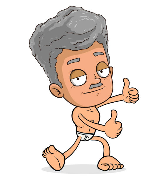 Funny Naked Man Cartoon Illustrations, Royalty-Free Vector 