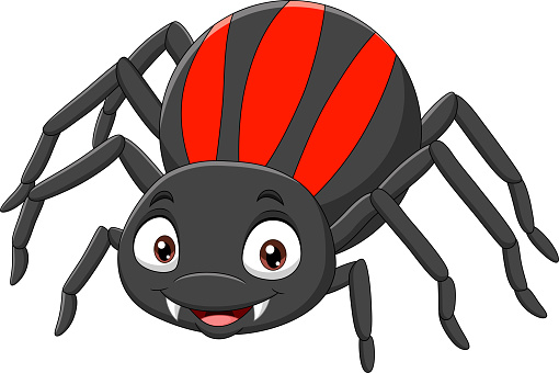 Cartoon funny spider on white background