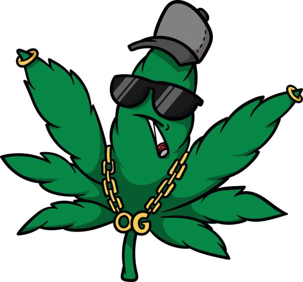 мультфильм гангстер каннабис лист вектор иллюстрация - weed leaf symbol car...