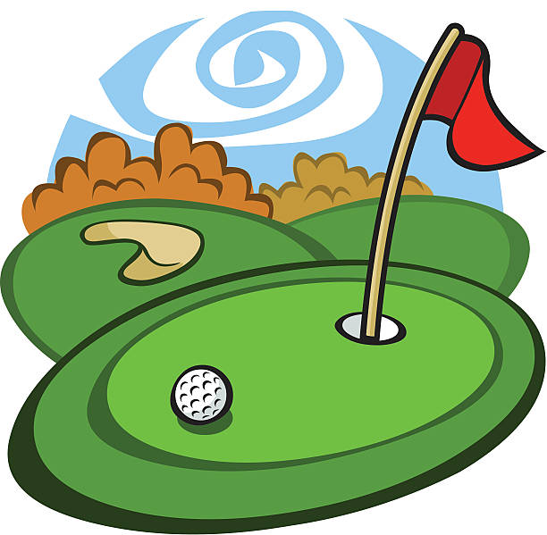 мультяшный поле для гольфа - putting green clip art stock illustrations.