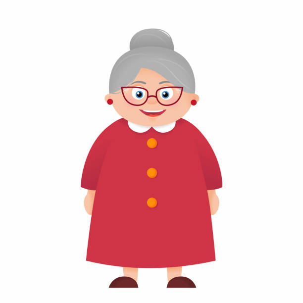 мультфильм бабушка изолированный вектор - granny glasses illustrations stoc...