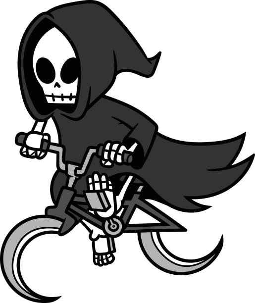 мультфильм мрачный жнец верхом на велосипеде - funny grim reaper pic stock ...
