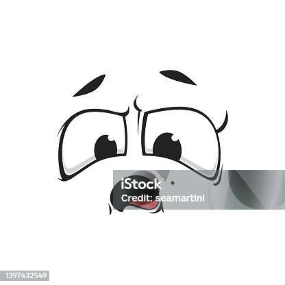 istock Cartoon grumble face, vector murmur or growl emoji 1397432549