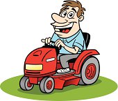 Great illustration of a cartoon guy driving a ride on mower. Perfect for a mowing or summer illustration. EPS and JPEG files included. Be sure to view my other illustrations, thanks!