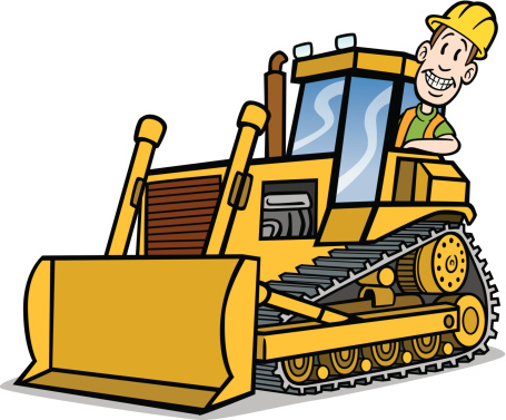 Cartoon Guy On Bulldozer