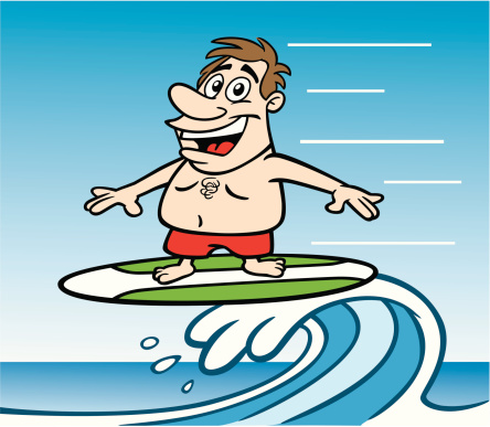 Cartoon Guy Surfing