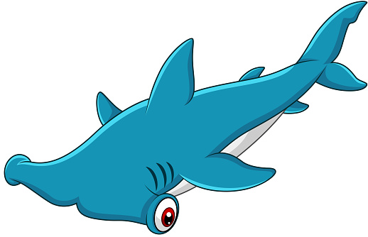 Vector illustration of Cartoon hammerhead shark.