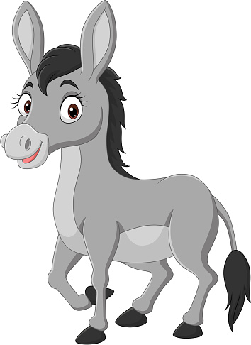 Cartoon happy donkey on white background