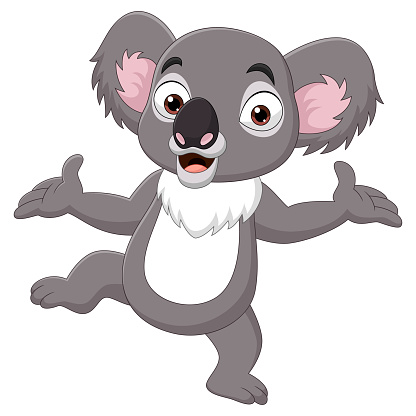 Cartoon happy koala on white background