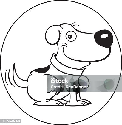 istock Cartoon happy smiling dog with a dog collar. 1359536158