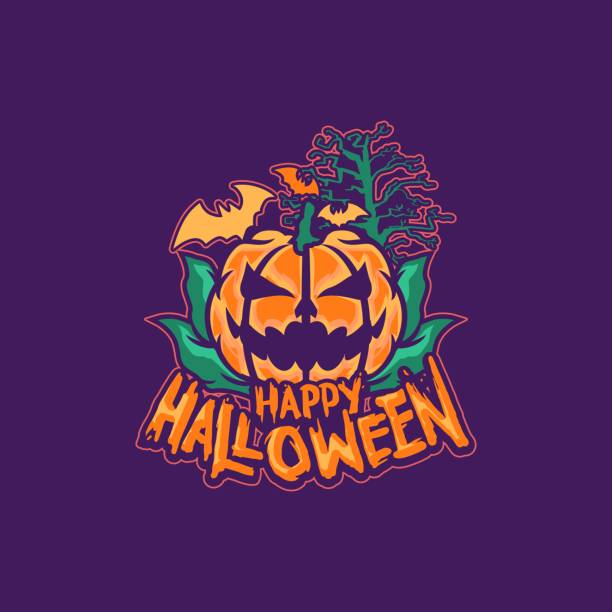 ilustrações de stock, clip art, desenhos animados e ícones de cartoon horror halloween pumpkins t-shirt, poster design illustration with violet background.eps - covid cemiterio