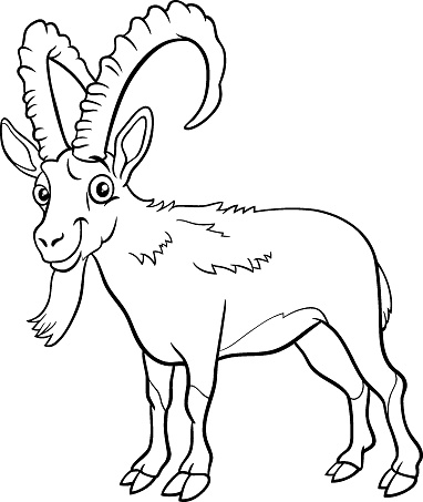 cartoon ibex comic animal character coloring book page