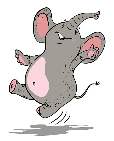 Cartoon image of dancing elephant