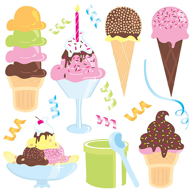 ilustrações de stock, clip art, desenhos animados e ícones de festa de gelado - strawberry ice cream