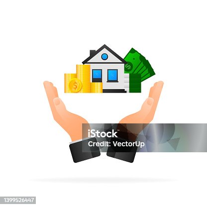 istock Cartoon infographic. House money. Vector isometric illustration. Cartoon vector illustration. Finance isometric 1399526447