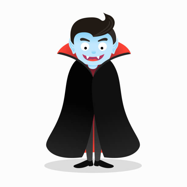 bildbanksillustrationer, clip art samt tecknat material och ikoner med cartoon isolerade skrämmande vampyr karaktär vektorillustration för halloween - vampyr
