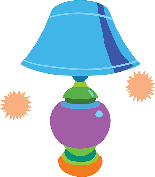 Cartoon lamp flat icon. vector art illustration