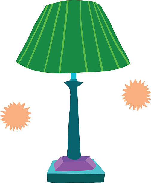 Cartoon lamp flat icon. vector art illustration