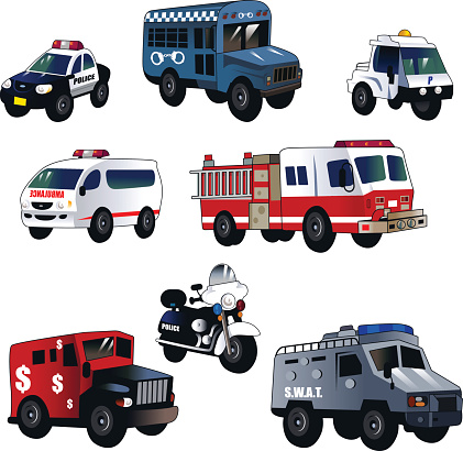 Cartoon law enforcement cars
