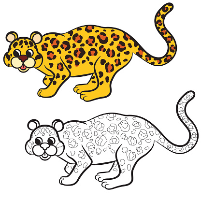Cartoon leopard.. Coloring book