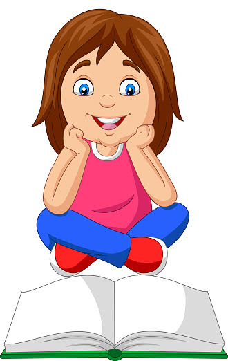 ✓ Imagen de Dibujos animados niño leyendo un libro Fotografía de Stock